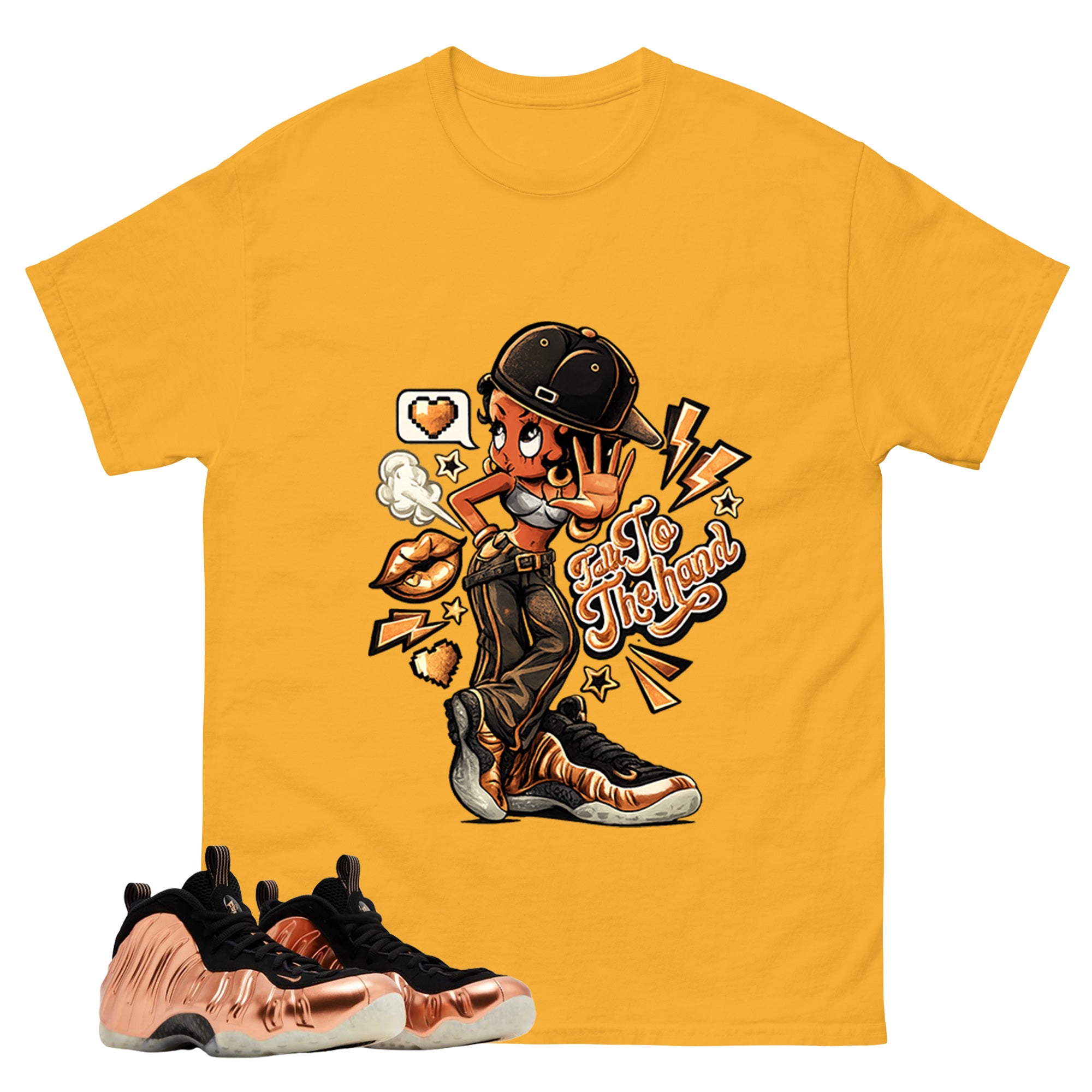 Talk To The Hand Graphic Tee, Shirt to Match Air Foamposite One Copper, Air Foamposite Unisex Black Shirt