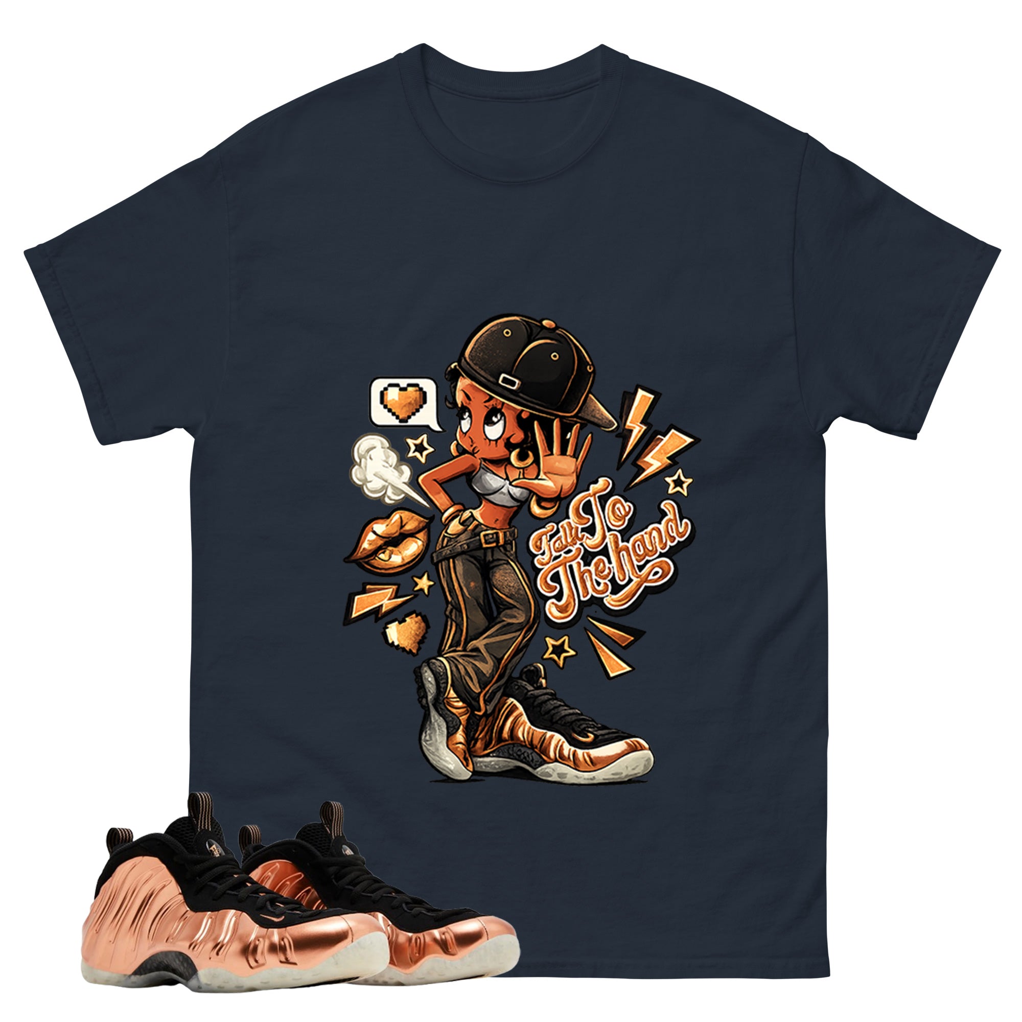 Talk To The Hand Graphic Tee, Shirt to Match Air Foamposite One Copper, Air Foamposite Unisex Black Shirt