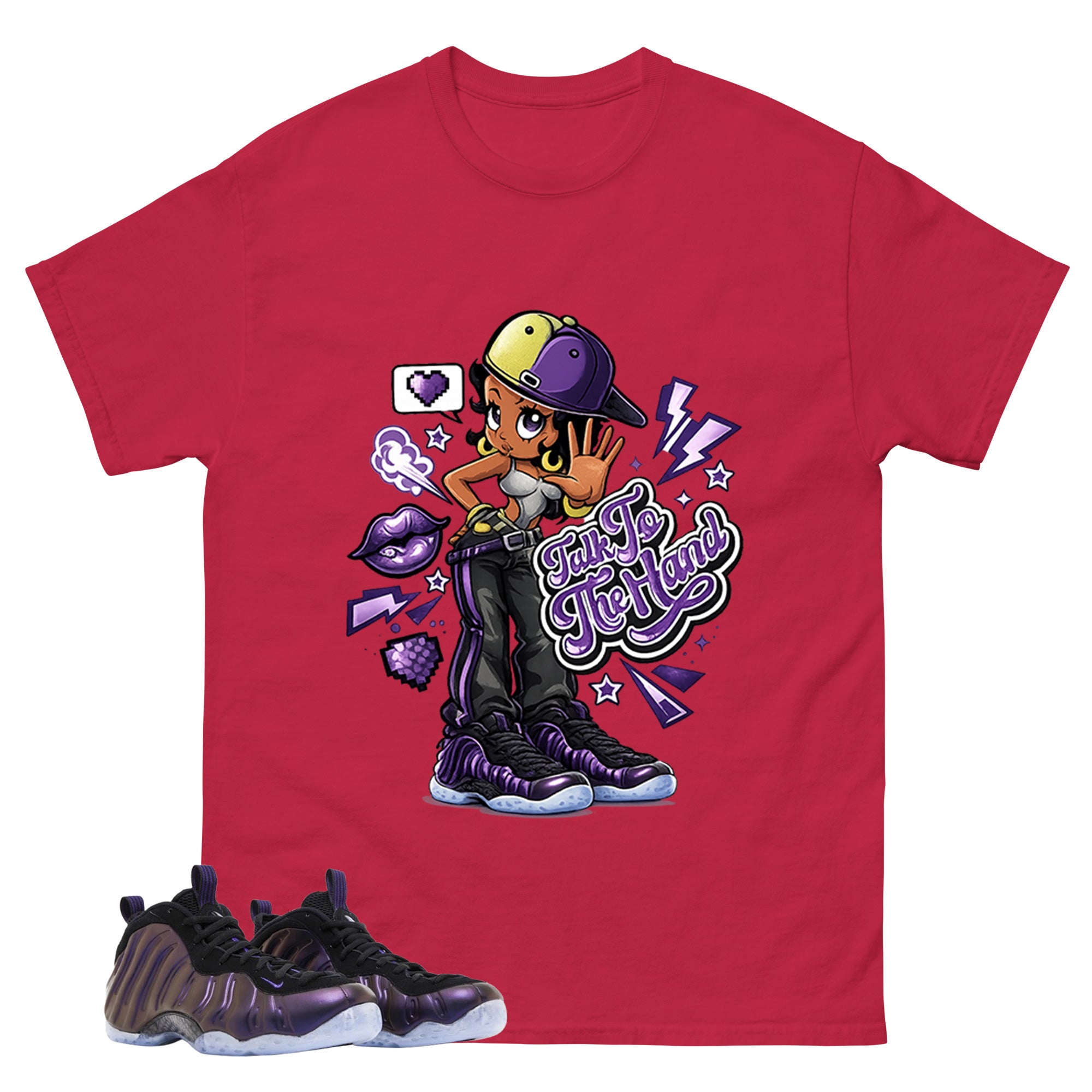 Talk To The Hand Graphic Tee, Shirt to Match Air Foamposite One Eggplant, Air Foamposite Unisex Purple Shirt