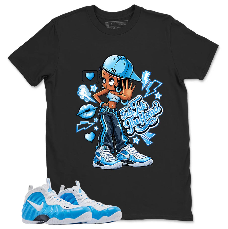 Talk To The Hand Graphic Tee, Shirt to Match Air Foamposite Pro University Blue, Air Foamposite Unisex Blue Shirt
