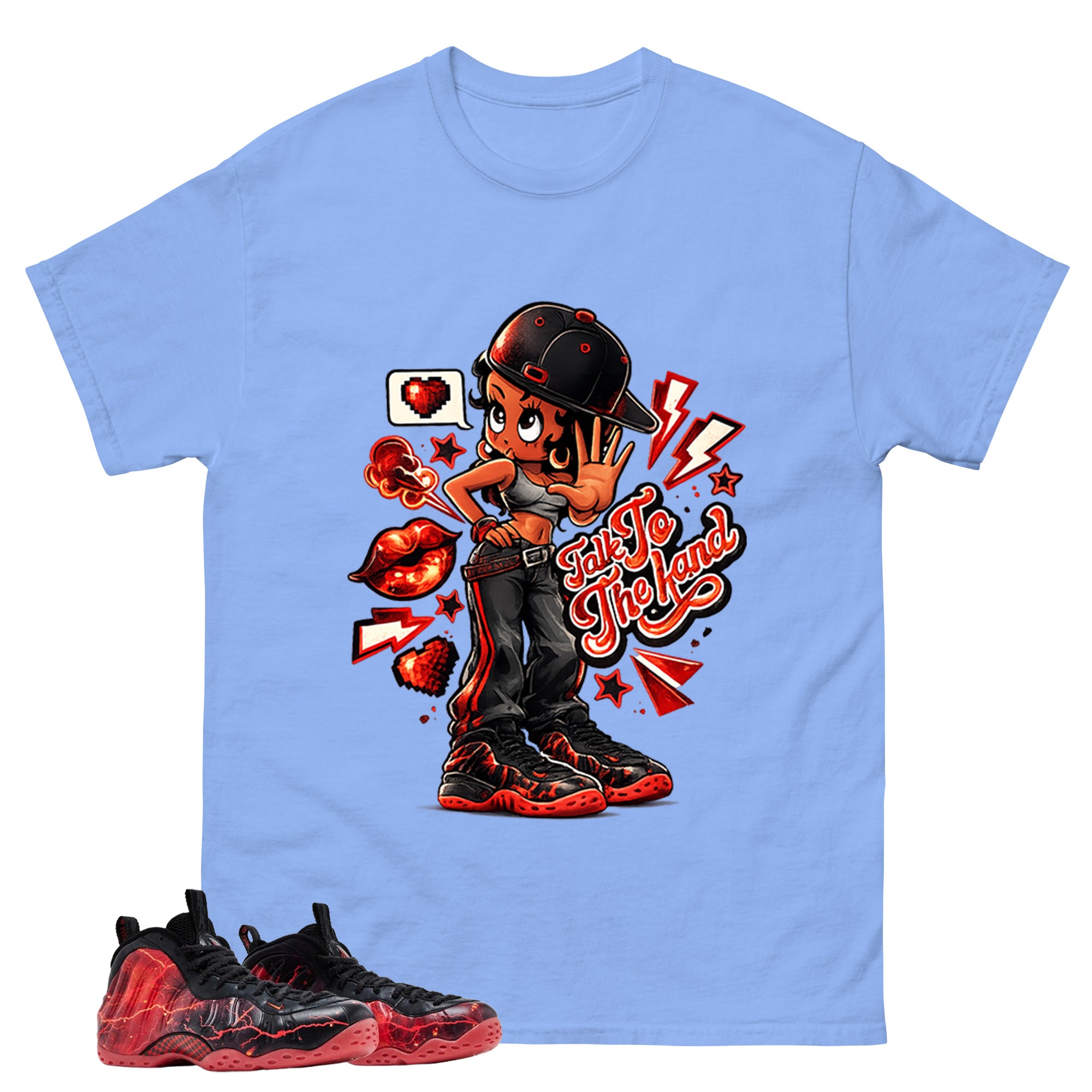 Talk To The Hand Graphic Tee, Shirt to Match Air Foamposite Stranger Things, Air Foamposite Unisex Blue Shirt
