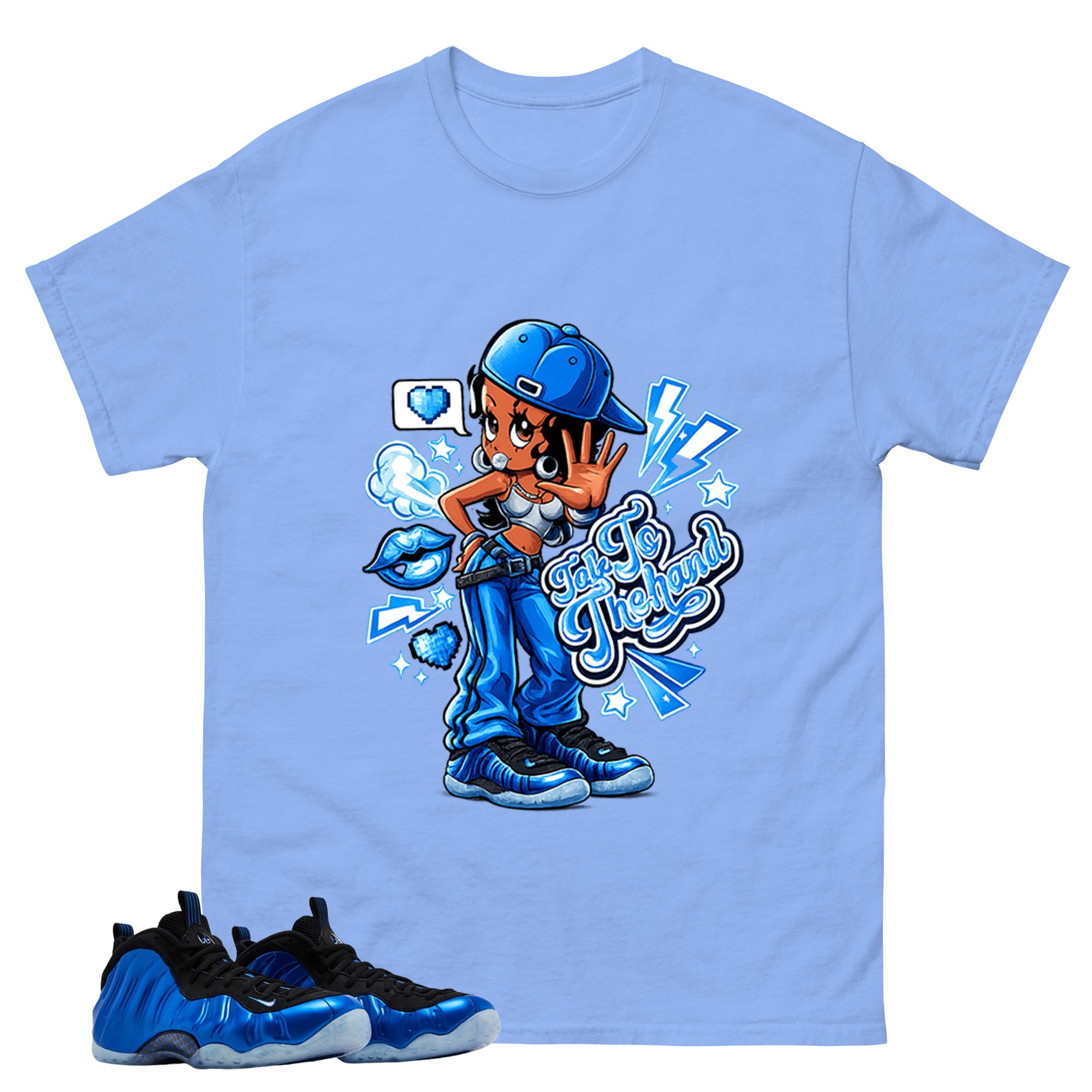 Talk To The Hand Shirt - Match Air Foamposite One Royal