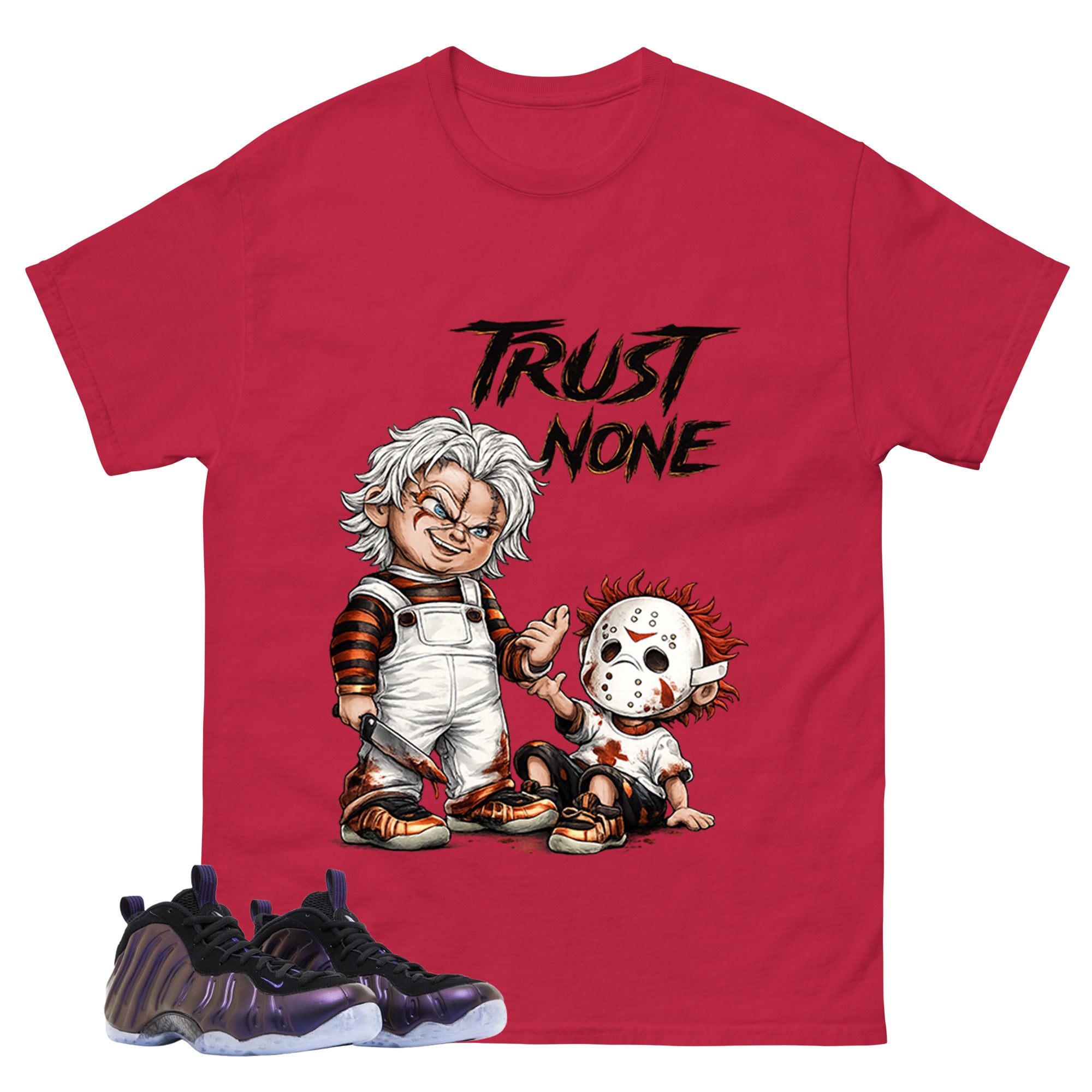Trust None Graphic Tee, Shirt to Match Air Foamposite One Copper, Air Foamposite Unisex Black Shirt