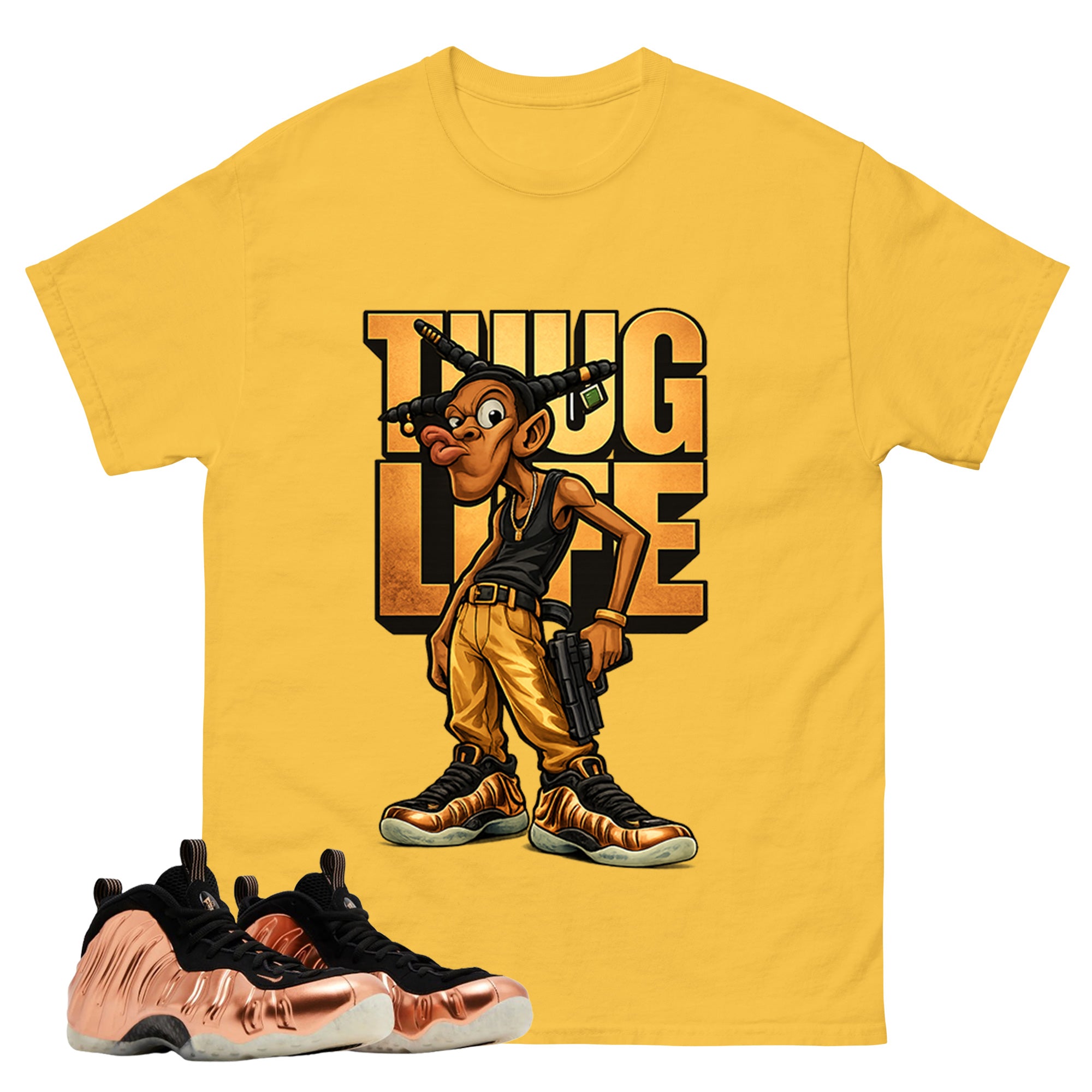 Thug Life Graphic Tee, Shirt to Match Air Foamposite One Copper, Air Foamposite Unisex Black Shirt