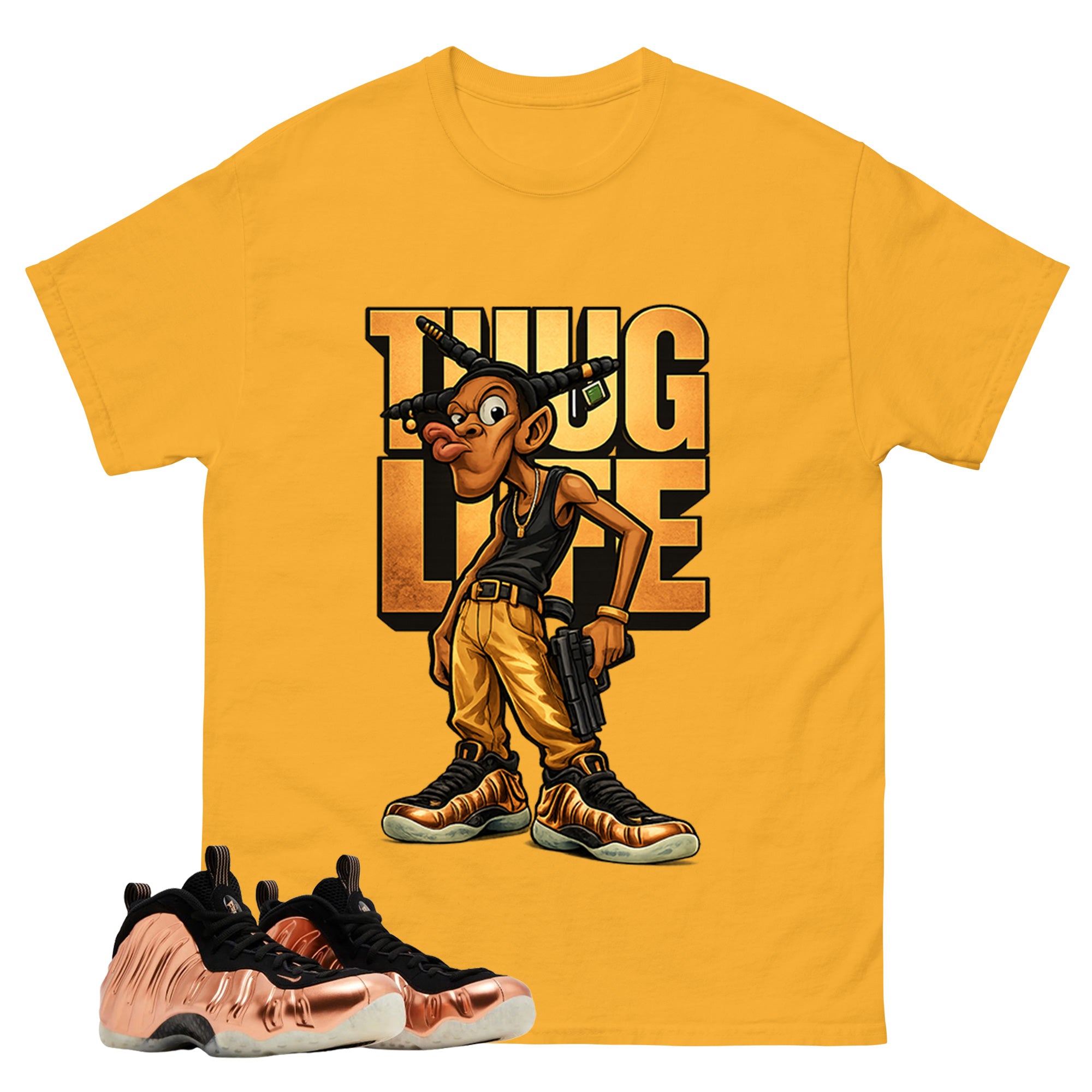 Thug Life Graphic Tee, Shirt to Match Air Foamposite One Copper, Air Foamposite Unisex Black Shirt