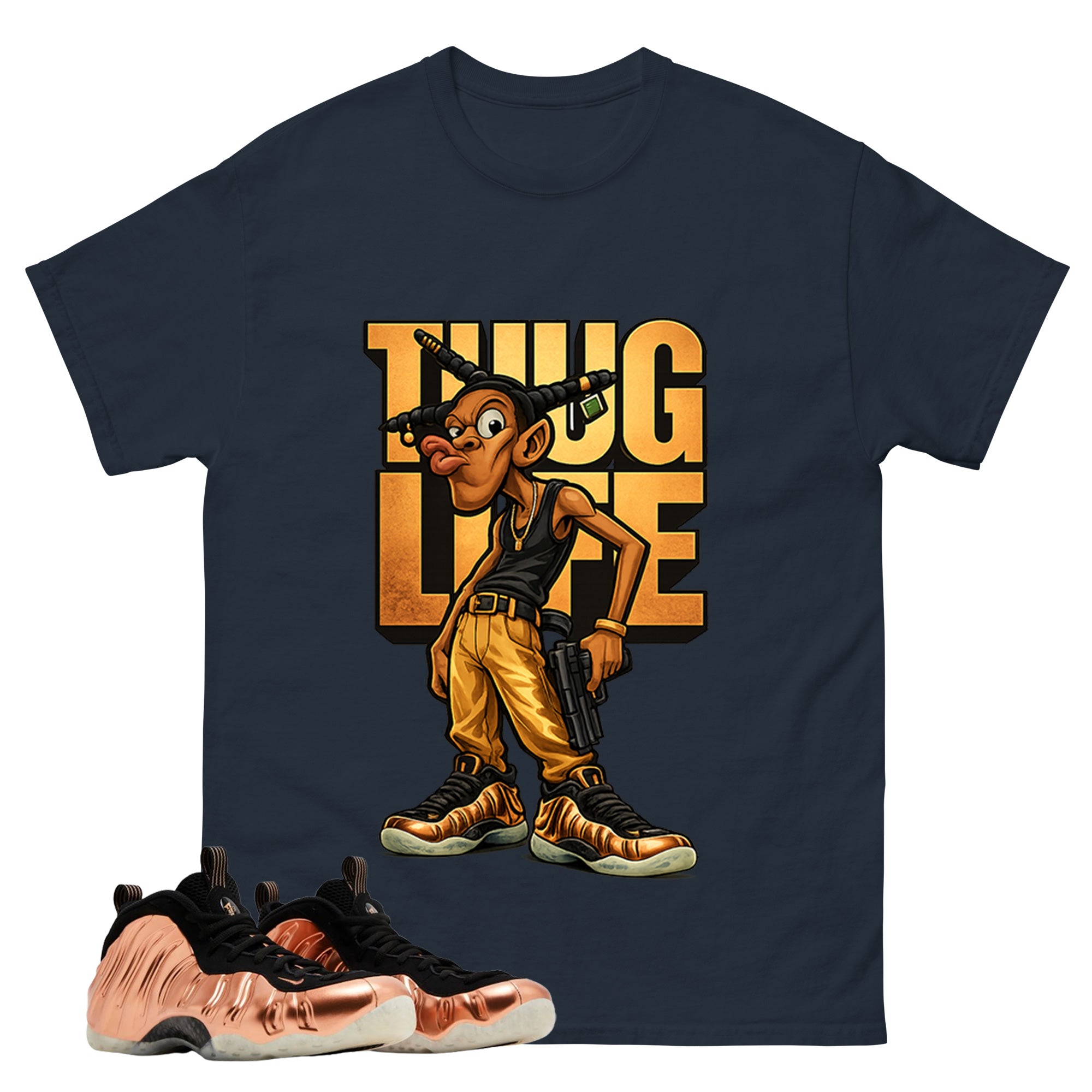 Thug Life Graphic Tee, Shirt to Match Air Foamposite One Copper, Air Foamposite Unisex Black Shirt