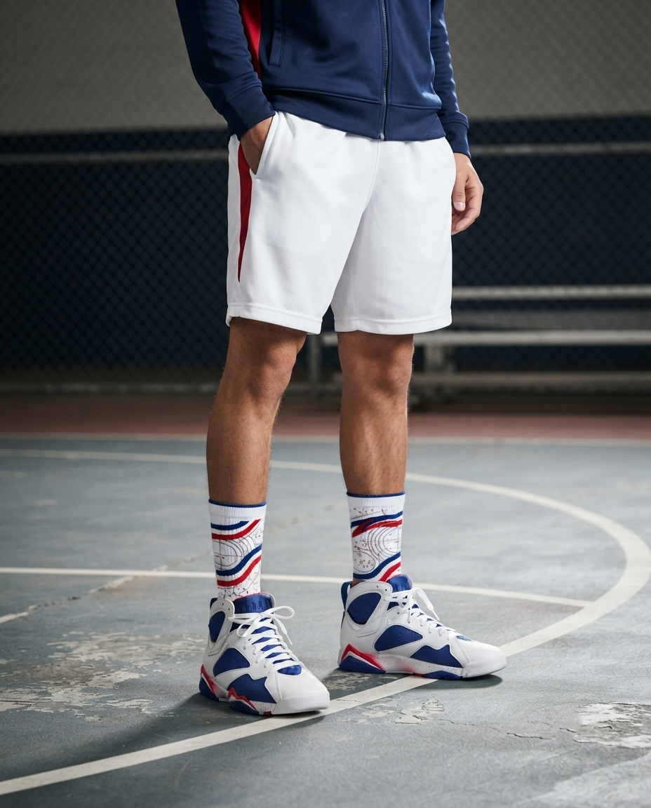 Tinker Alternate Sneaker Match Socks – Air Jordan 7 Retro BG Inspired Mid-Calf Crew Socks