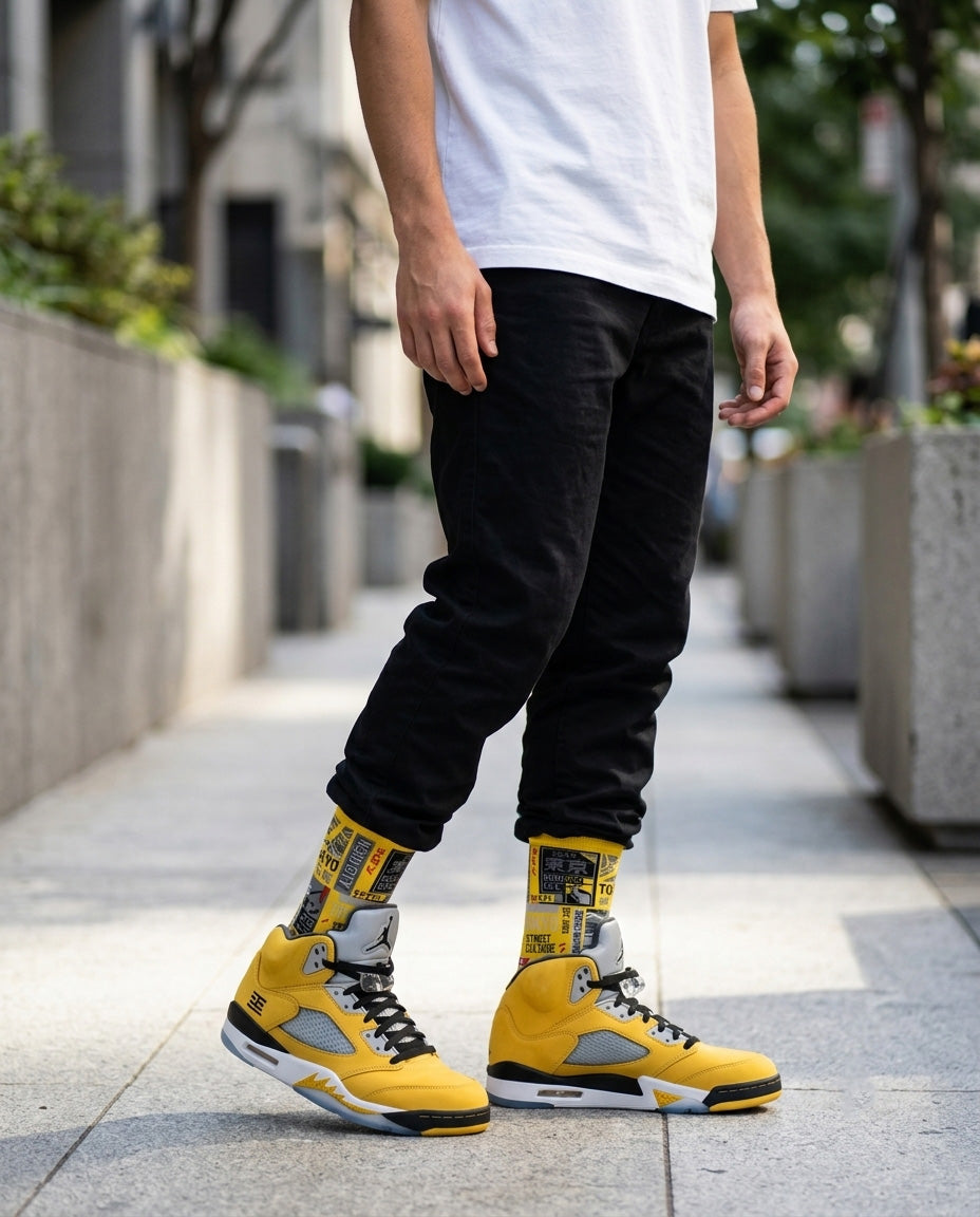 Tokyo Socks – Air Jordan 5 Inspired Mid-Calf Unisex Crew Socks