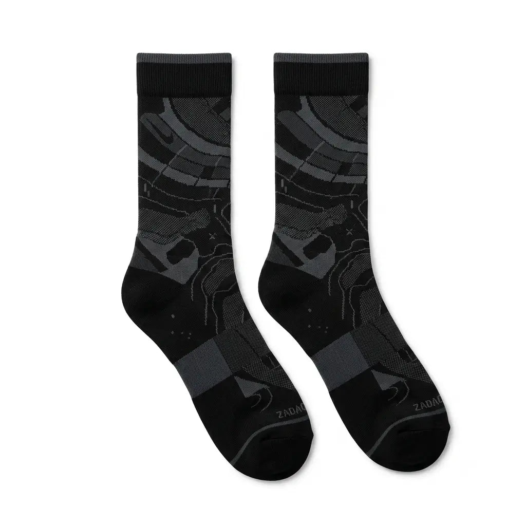 Triple Black Sneaker Match Socks – Air Max 95 Inspired Mid-Calf Crew Socks