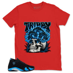 Trippy Skull Shirt - Match Air Jordan 14 Black University Blue 2026