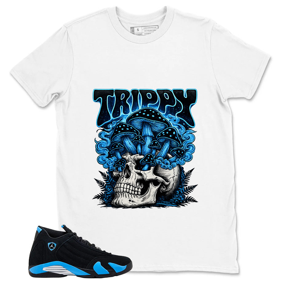 Trippy Skull Shirt - Match Air Jordan 14 Black University Blue 2026