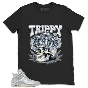 Trippy Skull Shirt - Match Air Jordan 6 x Paris Saint-Germain Metallic Silver