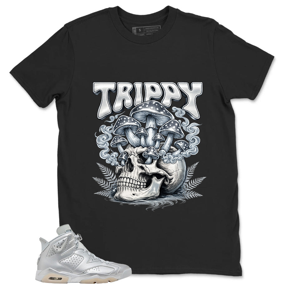 Trippy Skull Shirt - Match Air Jordan 6 x Paris Saint-Germain Metallic Silver