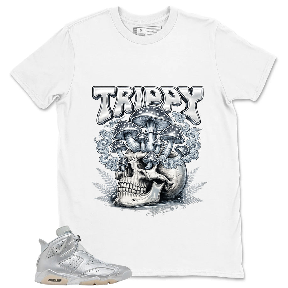 Trippy Skull Shirt - Match Air Jordan 6 x Paris Saint-Germain Metallic Silver