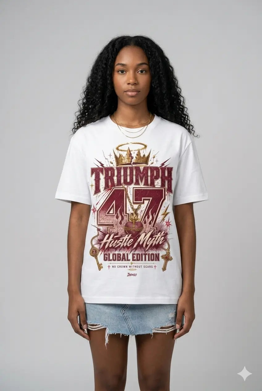 Triumph 47 Hustle Myth Graphic Tee - Shirt To Match Air Jordan 3 Bin23