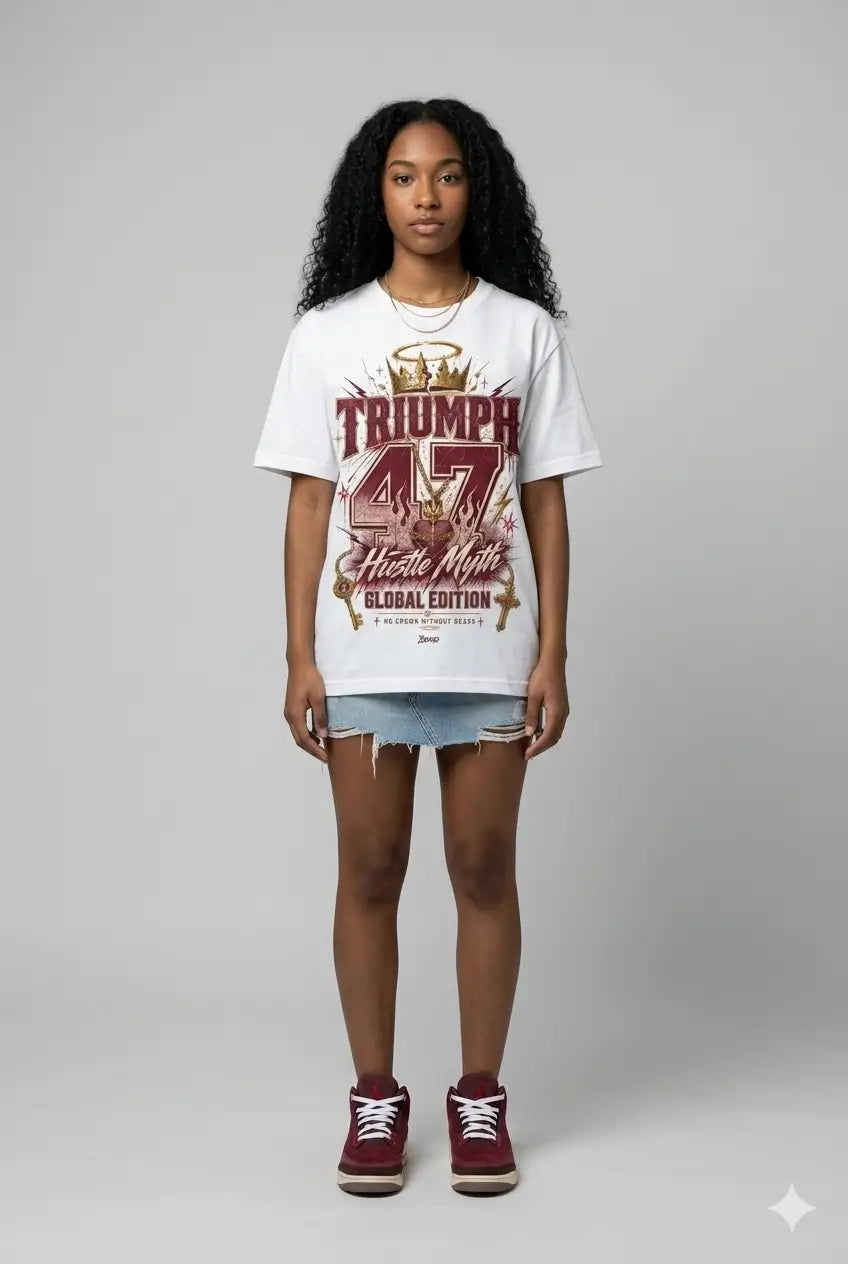 Triumph 47 Hustle Myth Graphic Tee - Shirt To Match Air Jordan 3 Bin23