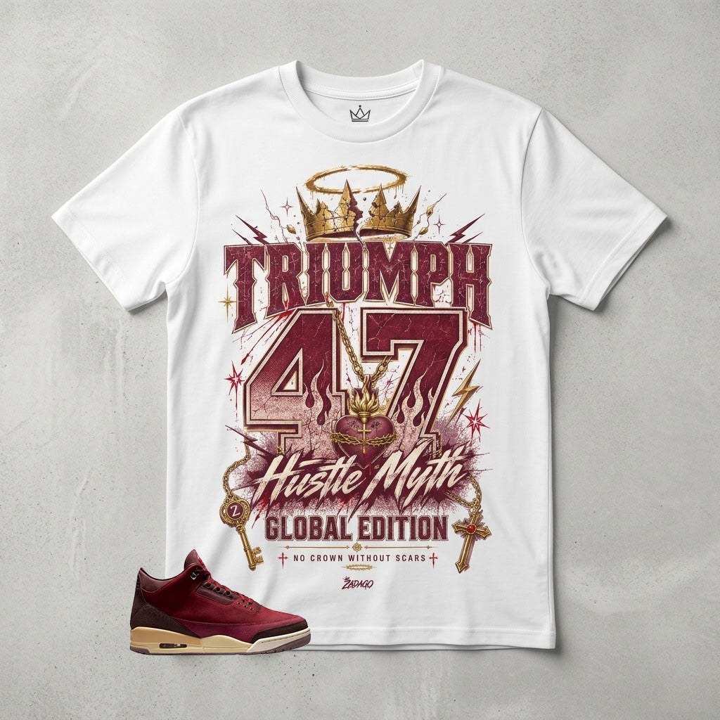 Triumph 47 Hustle Myth Graphic Tee - Shirt To Match Air Jordan 3 Bin23