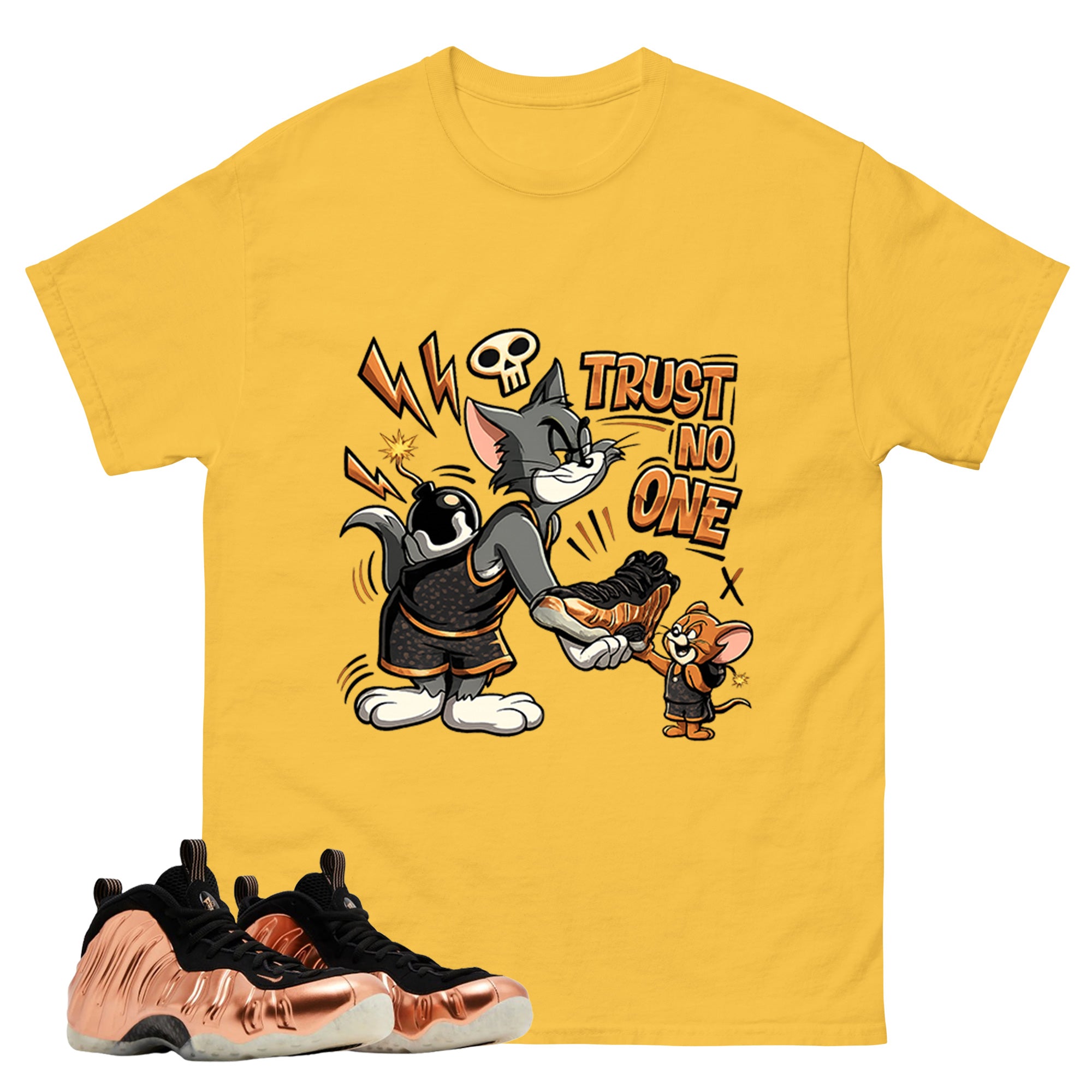 Trust No One Graphic Tee, Shirt to Match Air Foamposite One Copper, Air Foamposite Unisex Black Shirt