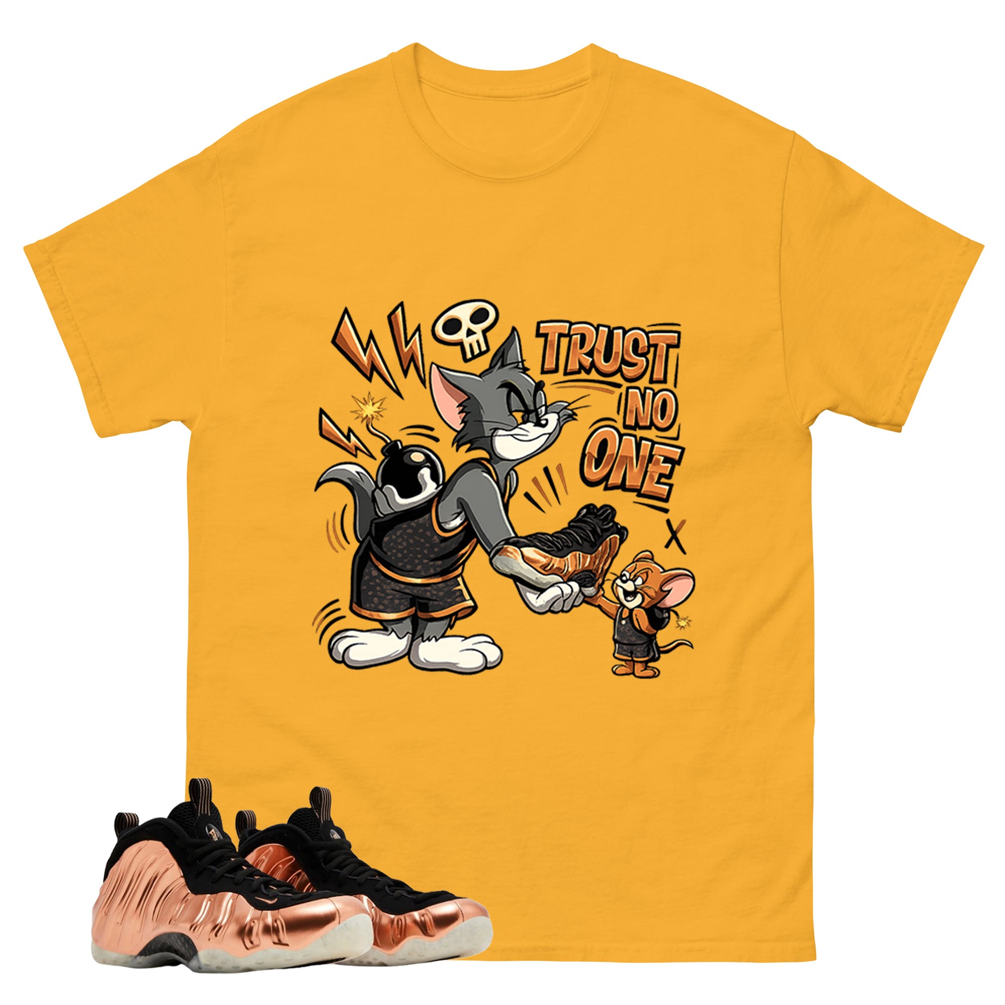 Trust No One Graphic Tee, Shirt to Match Air Foamposite One Copper, Air Foamposite Unisex Black Shirt