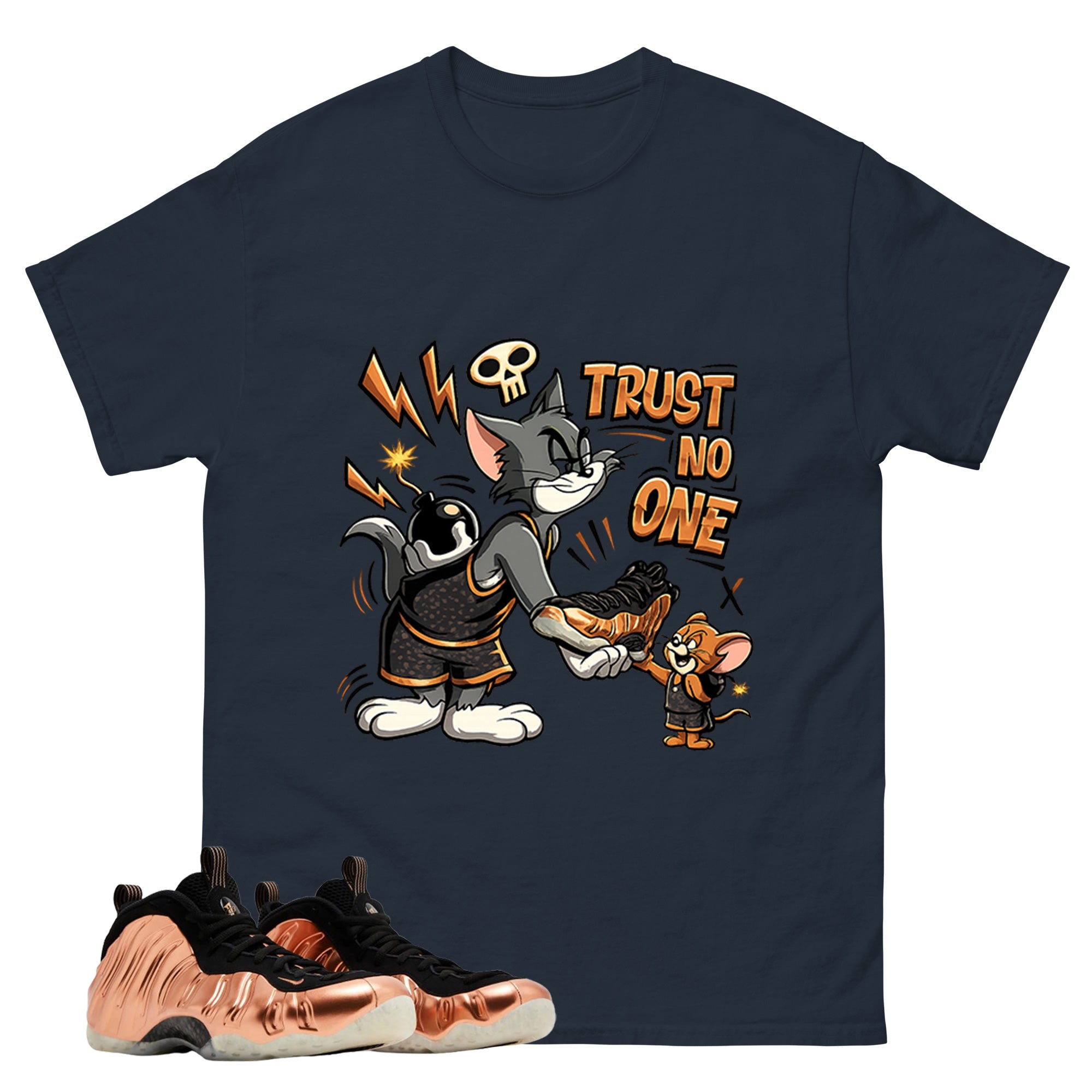 Trust No One Graphic Tee, Shirt to Match Air Foamposite One Copper, Air Foamposite Unisex Black Shirt