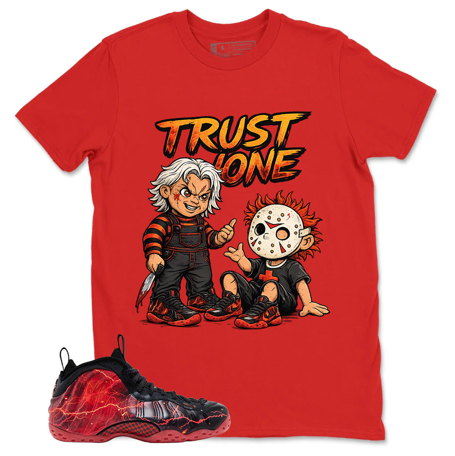 Trust None Graphic Tee, Shirt to Match Air Foamposite Stranger Things, Air Foamposite Unisex Blue Shirt