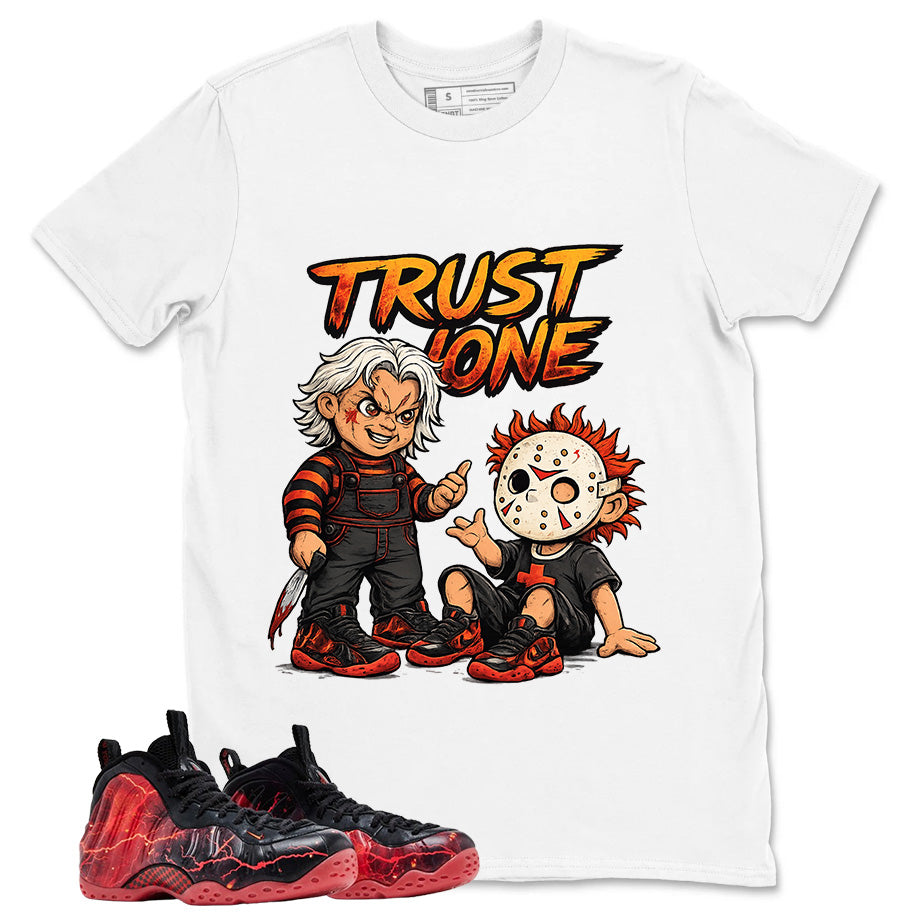 Trust None Graphic Tee, Shirt to Match Air Foamposite Stranger Things, Air Foamposite Unisex Blue Shirt