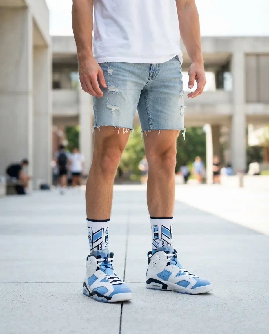 UNC Home Socks – Air Jordan 6 Retro Inspired Mid-Calf Unisex Crew Socks