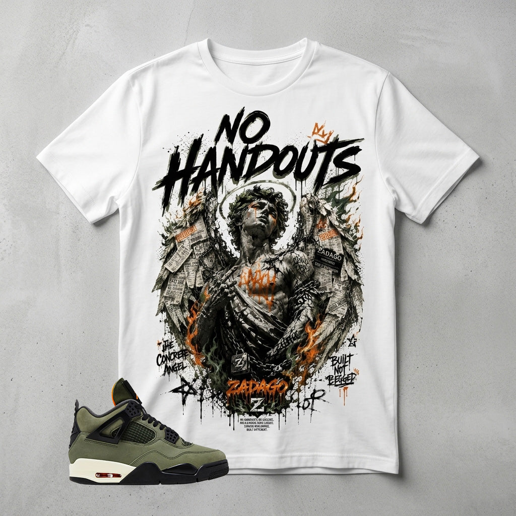 Undefeated 4s Zadago Shirt No Handouts Graphic