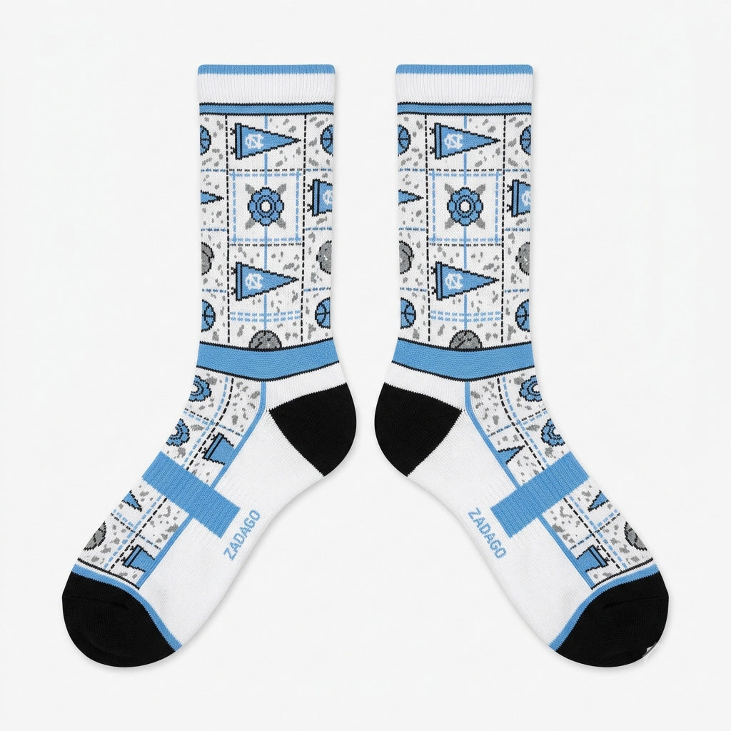University Blue Socks – Air Jordan 4 GS Inspired Mid-Calf Unisex Crew Socks