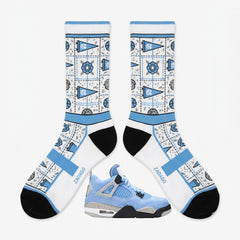 University Blue Socks – Air Jordan 4 GS Inspired Mid-Calf Unisex Crew Socks
