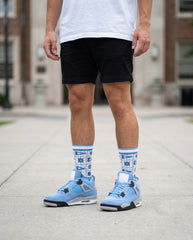University Blue Socks – Air Jordan 4 GS Inspired Mid-Calf Unisex Crew Socks