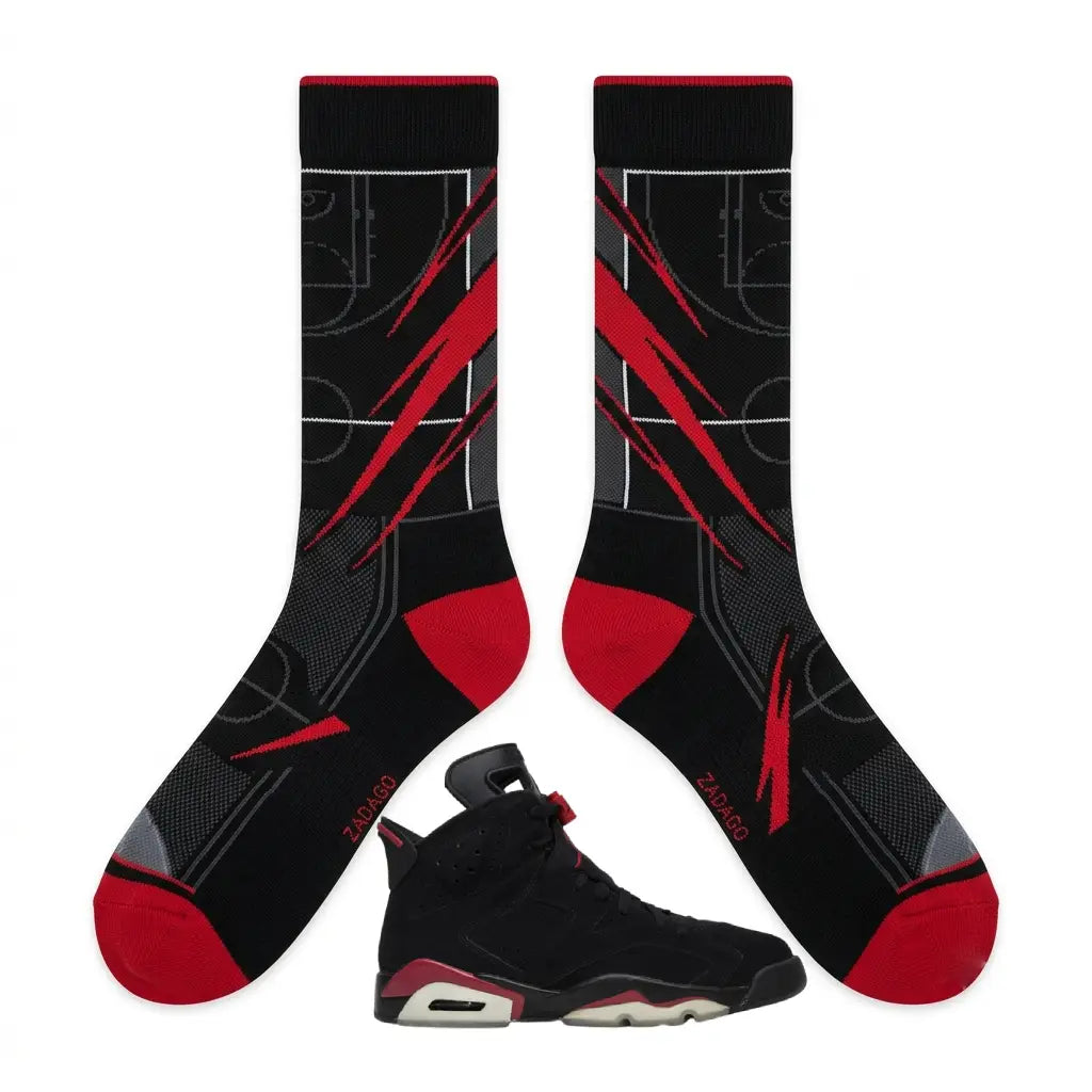 Varsity Red Sneaker Match Socks – Air Jordan 6 Retro 2010 Varsity Red Inspired Mid-Calf Unisex Crew Socks