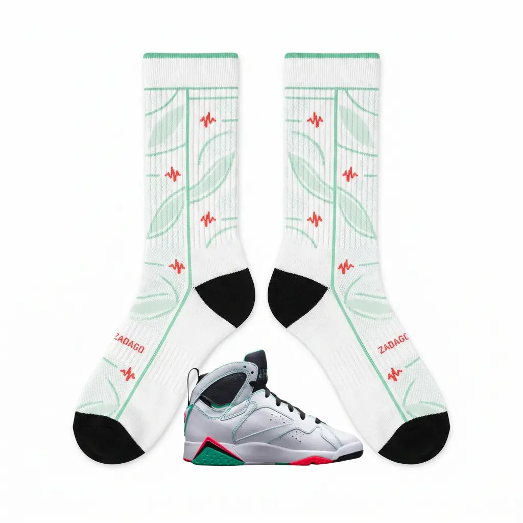 Verde Sneaker Match Socks – Air Jordan 7 GS Verde Inspired Mid-Calf Crew Socks