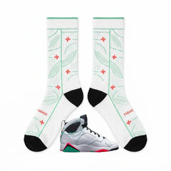 Verde Sneaker Match Socks – Air Jordan 7 GS Verde Inspired Mid-Calf Crew Socks