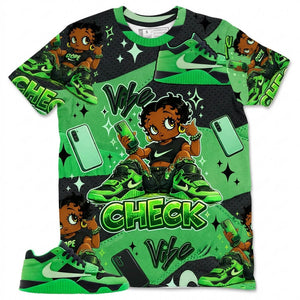 Vibe Check All Over Print Shirt Match Travis Scott x Air Jordan Jumpman Green Spark
