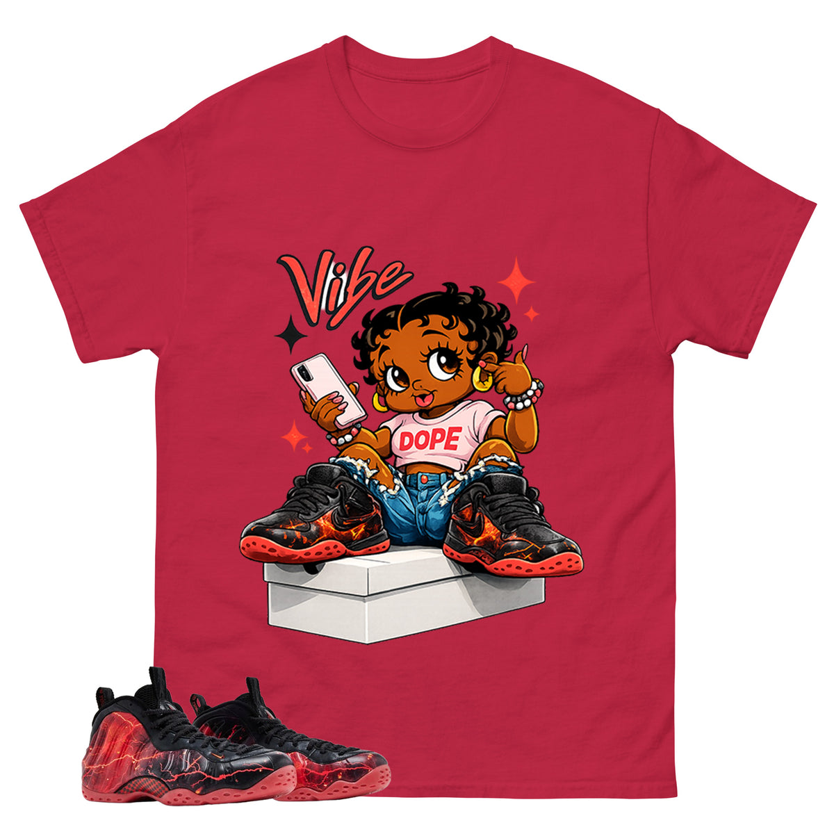 Vibe Check Graphic Tee, Shirt to Match Air Foamposite Stranger Things, Air Foamposite Unisex Blue Shirt