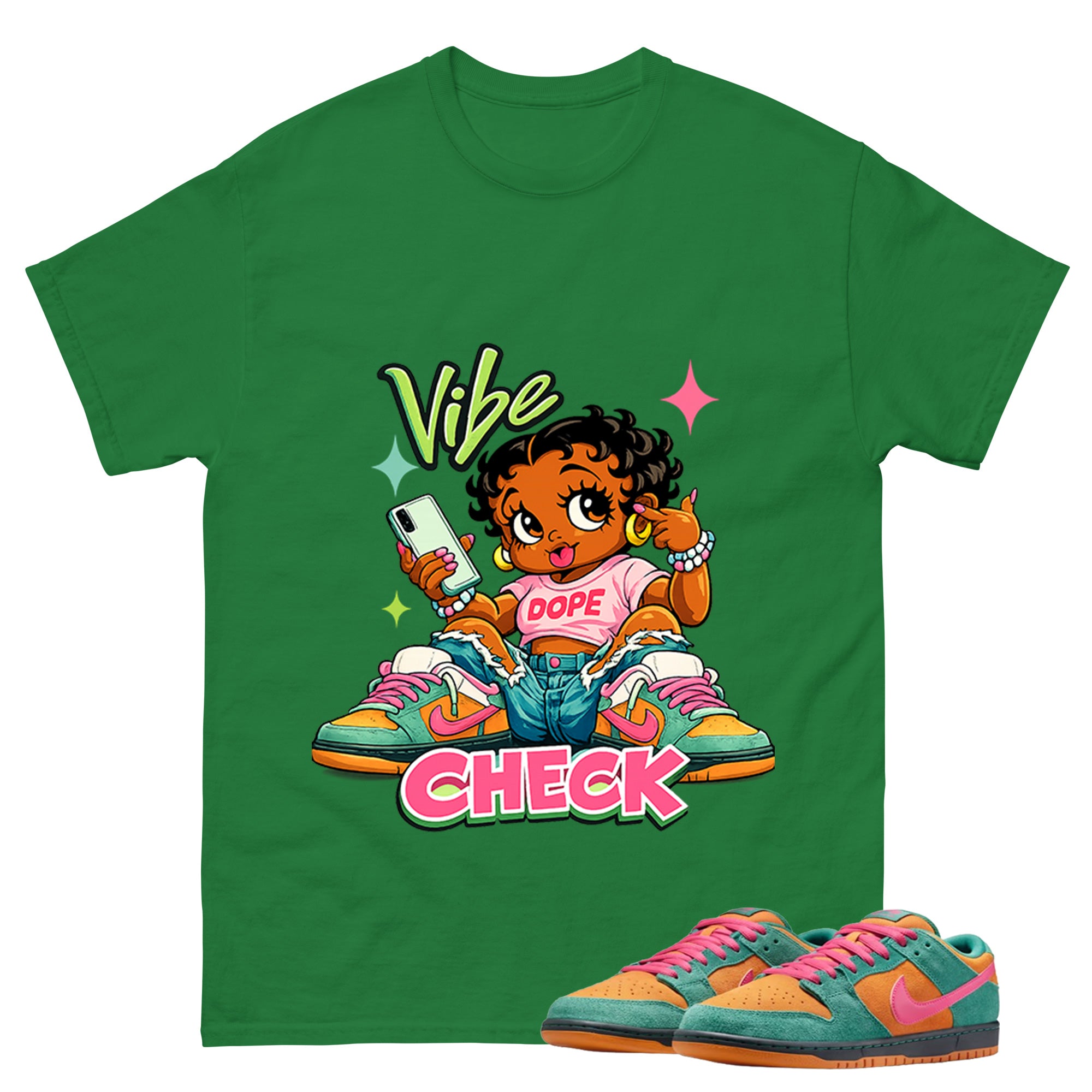 Vibe Check Graphic Tee, Shirt to Match SB Dunk Green Noise, SB Dunk Green Noise Watermelon Unisex Shirt