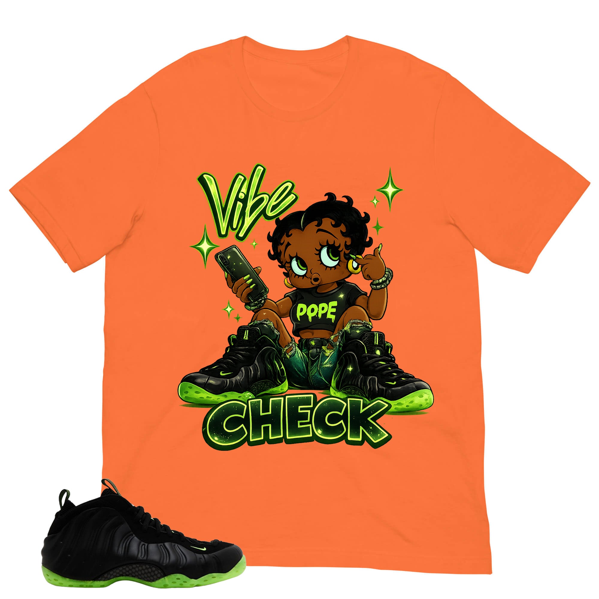 Vibe Check Shirt - Match Air Foamposite One Black Volt