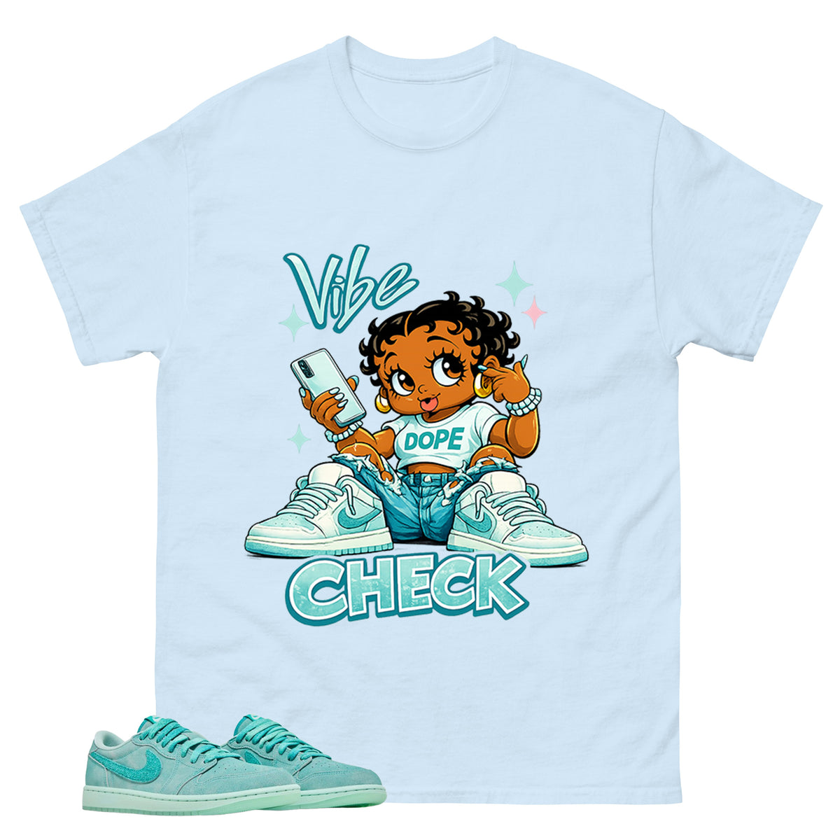 Vibe Check Shirt - Match Womens Air Jordan 1 Washed Teal