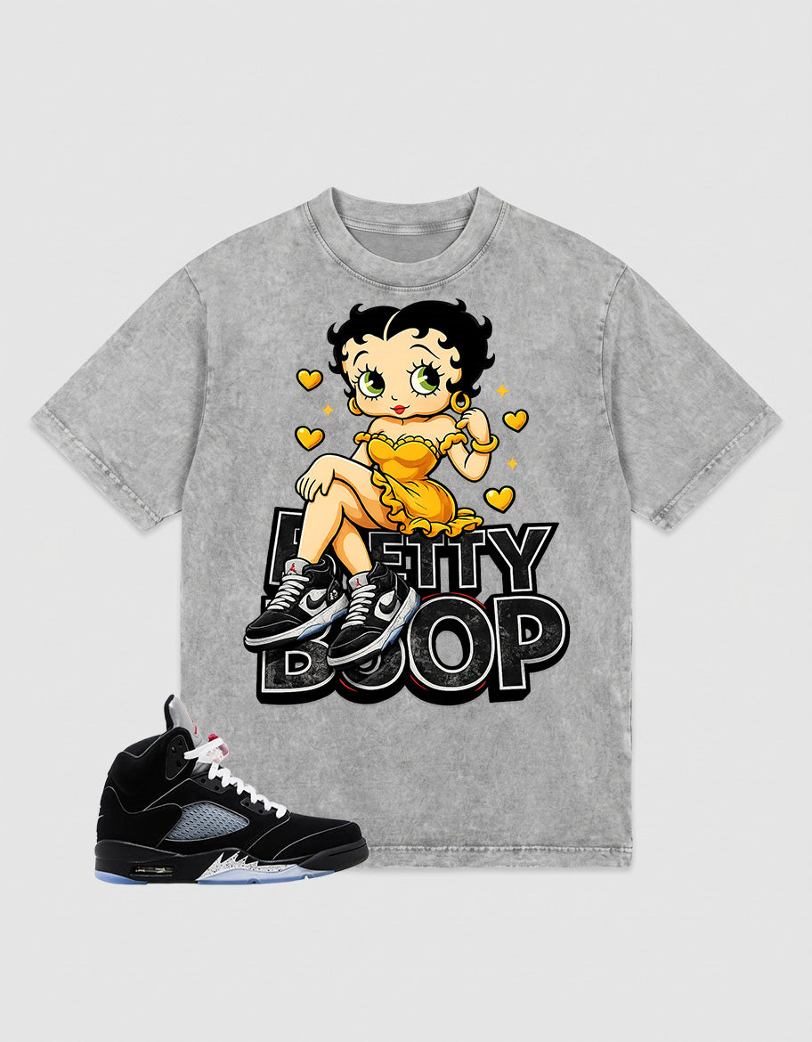 Washed T-shirt to Match Metallic Reimagined 5s - Betty Boop Graphic