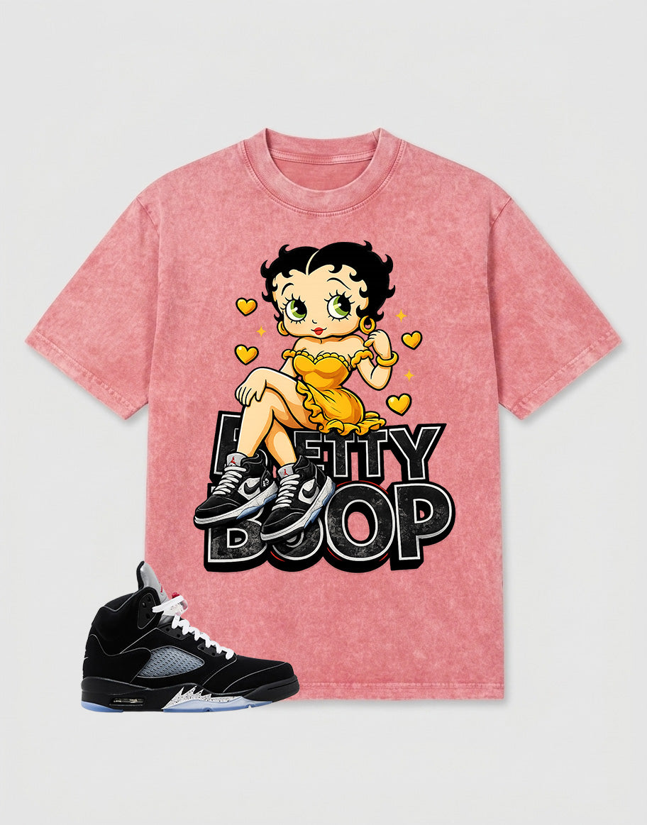 Washed T-shirt to Match Metallic Reimagined 5s - Betty Boop Graphic
