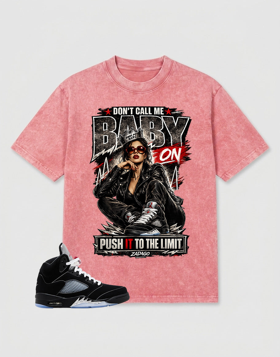Washed T-shirt to Match Metallic Reimagined 5s - Don't Call Me Baby Graphic