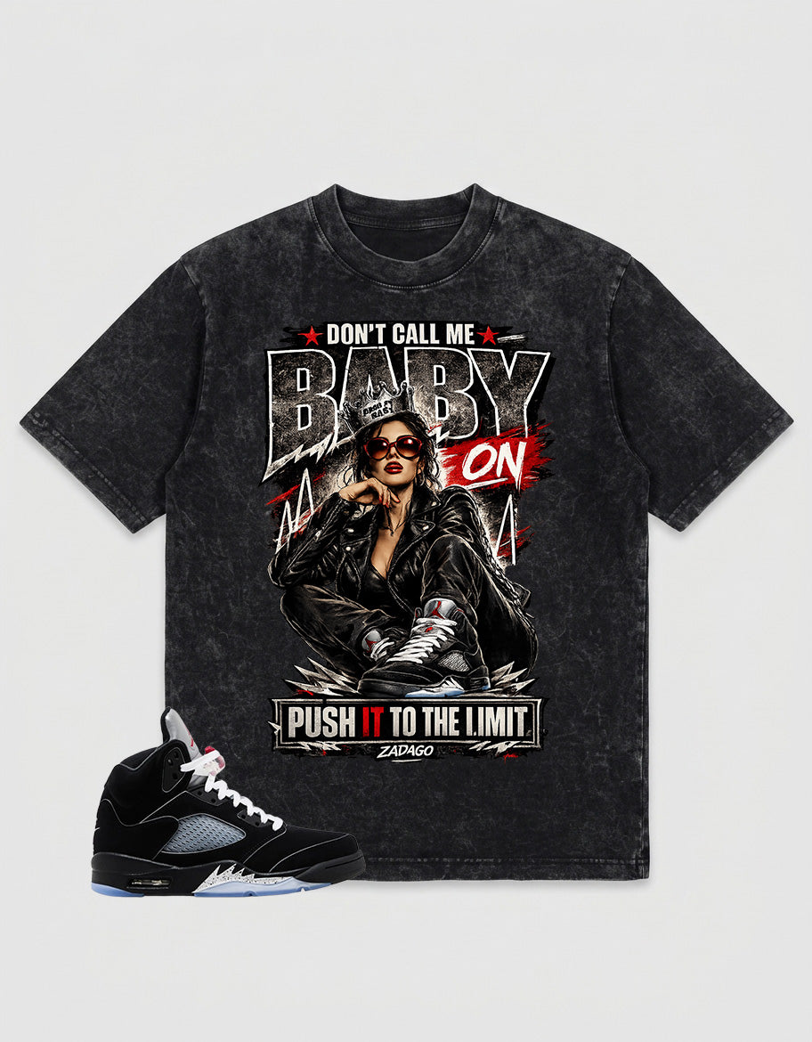 Washed T-shirt to Match Metallic Reimagined 5s - Don't Call Me Baby Graphic