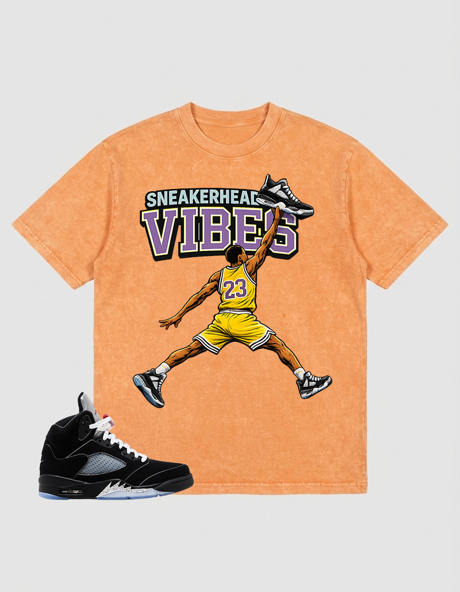 Washed T-shirt to Match Metallic Reimagined 5s - Sneakerhead Vibes Graphic