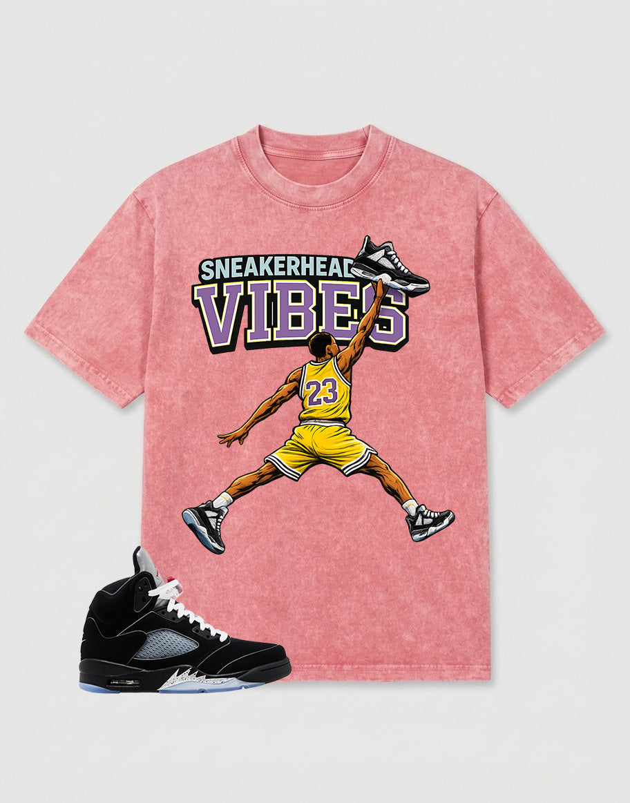 Washed T-shirt to Match Metallic Reimagined 5s - Sneakerhead Vibes Graphic