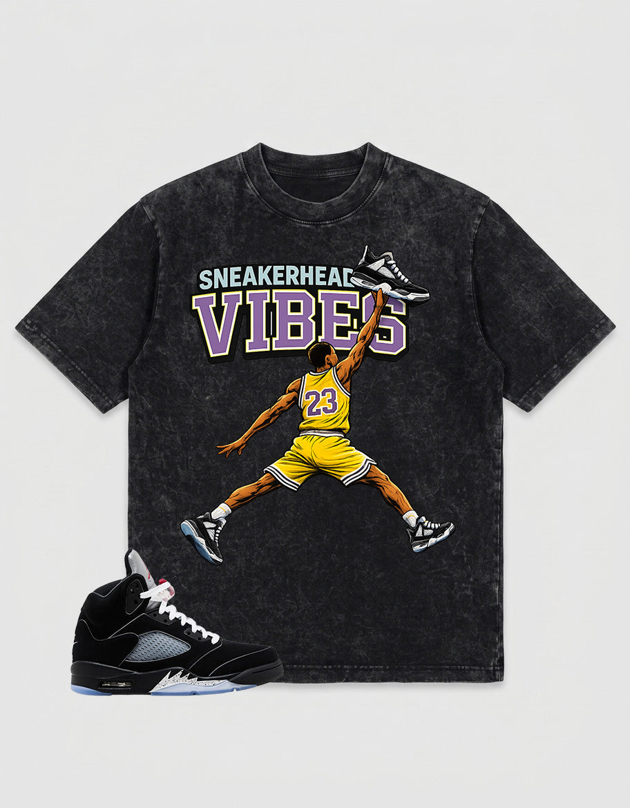 Washed T-shirt to Match Metallic Reimagined 5s - Sneakerhead Vibes Graphic