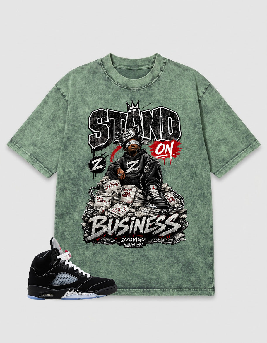 Washed T-shirt to Match Metallic Reimagined 5s - Stand On Business Graphic