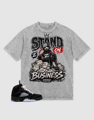 Washed T-shirt to Match Metallic Reimagined 5s - Stand On Business Graphic