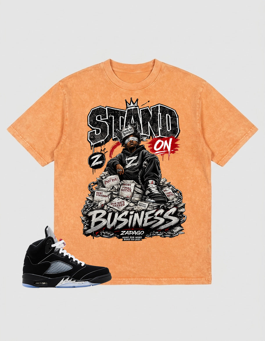 Washed T-shirt to Match Metallic Reimagined 5s - Stand On Business Graphic
