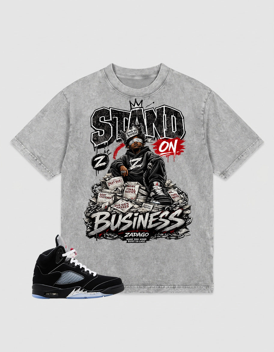 Washed T-shirt to Match Metallic Reimagined 5s - Stand On Business Graphic